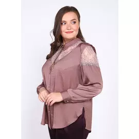 Блуза с кружевными вставками и воротником