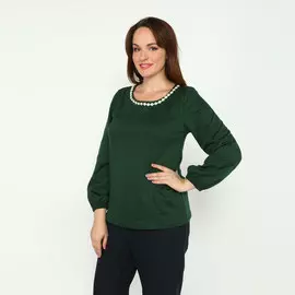 Блуза с округлым вырезом и украшением