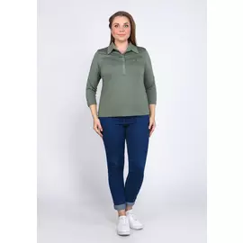 Блуза с отложным воротником однотонная