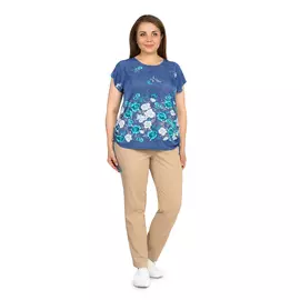 Блуза с овальным вырезом и принтом