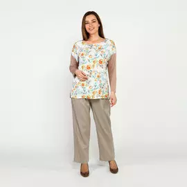 Блуза с принтом и контрастной спинкой