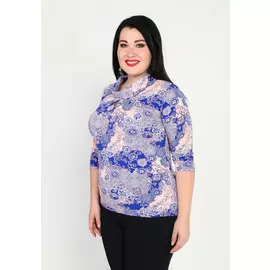 Блуза с принтом и оригинальным воротом