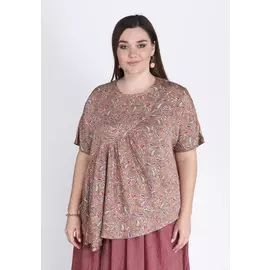 Блуза с принтом "ПЕЙСЛИ" и коротким рукавом