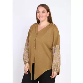 Блуза с принтованными рукавами