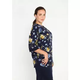 Блуза с ярким цветочным принтом прямая