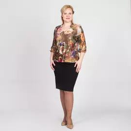 Блуза с рукавом 3/4 и цветочным принтом
