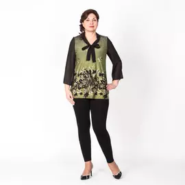 Блуза с шифоновыми рукавами и декоративным бантом