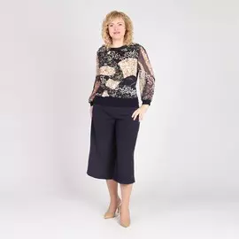 Блуза с шифоновыми рукавами и узорным принтом