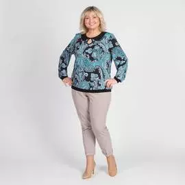 Блуза с восточным принтом и вырезом «капля»