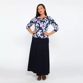 Блуза с вырезом "капля" и принтом