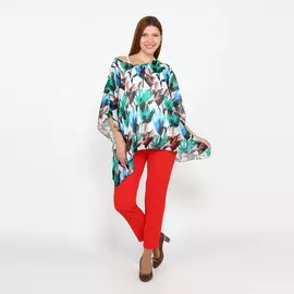 Блуза свободная с контрастным принтом