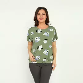 Блуза свободная с нежным цветочным принтом