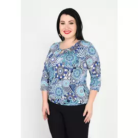 Блуза свободная с ярким фантазийным принтом