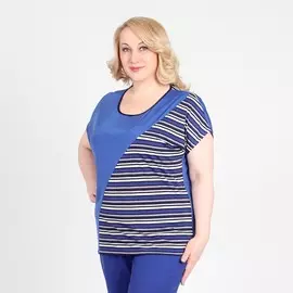 Блуза свободного кроя с асимметричным принтом