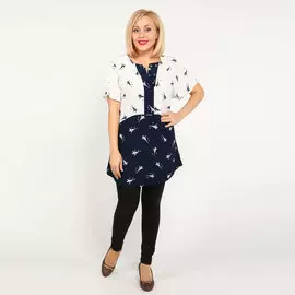 Блуза свободного кроя с V-образным вырезом