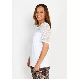 Блуза трикотажная с кружевной вставкой