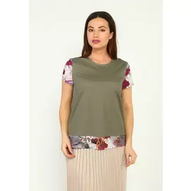 Блуза трикотажная с принтованными вставками