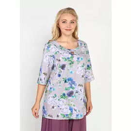 Блузка с принтом и оригинальным вырезом