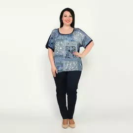 Блузка с принтом и резинкой по низу