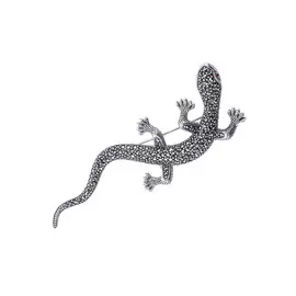 Брошь из серебра "Марказитовая ящерица"