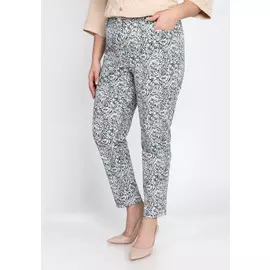 Брюки джинсовые с растительным принтом