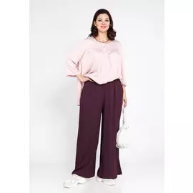 Брюки однотонные свободного кроя на резинке