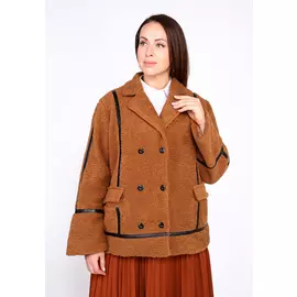 Дубленка с контрастной отделкой