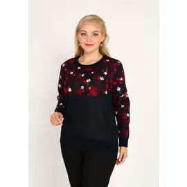 Джемпер с цветочным узором на груди