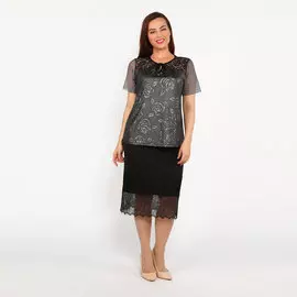 Юбка-миди с кружевной вставкой