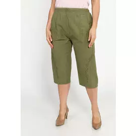 Капри прямые на резинке с вышивкой