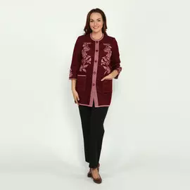 Кардиган с узором "цветы" и карманами