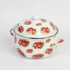 Кастрюля эмалированная "В царстве пионов"