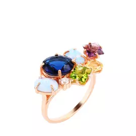 Кольцо серебряное "Летний романс"