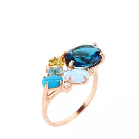 Кольцо серебряное "Опаловая ночь"