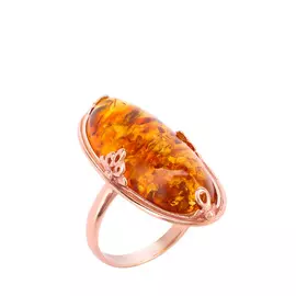 Кольцо серебряное "Янтарное богатство"