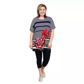 Комплект: блуза в полоску с принтом и лосины