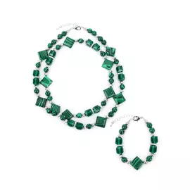 Комплект (бусы, браслет) "Малахитовая мечта"