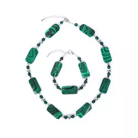 Комплект (бусы,браслет) "Малахитовое наслаждение"