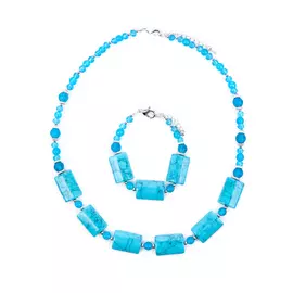 Комплект (бусы,браслет) "Морской бриз"