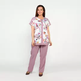 Костюм из блузы с принтом и брюк