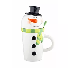 Кружка с крышкой, новогодний дизайн