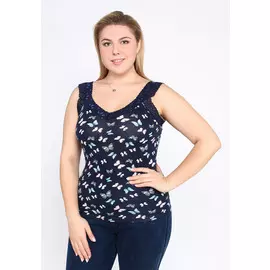 Майка женская с рисунком и кружевом "Регина"