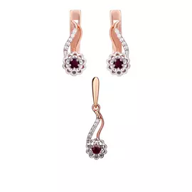 Набор серебряный (подвеска,серьги) "Драгоценная мечта"