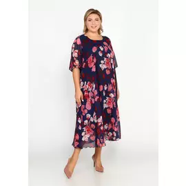 Платье А-силуэта из шифона с принтом