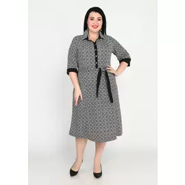 Платье А-силуэта с пуговицами и поясом