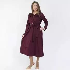 Платье-макси с длинным рукавом и поясом в комплекте