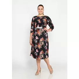 Платье-миди с декором и цветочным рисунком