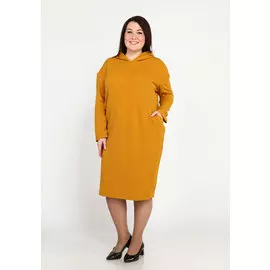 Платье-миди с капюшоном и карманами