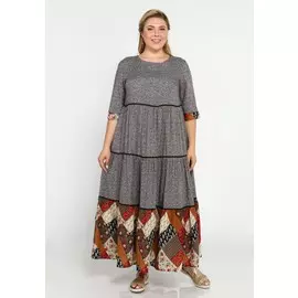 Платье многоярусное с контрастным воланом