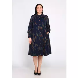 Платье на пуговицах с воротником «стойка»